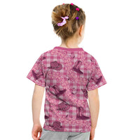 Pink Palaka Hawaii Cowboy Kid T Shirt Puakenikeni Lei Paniolo Papale Seamless Vibes - Polynesian Pride