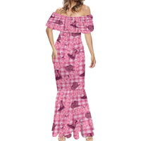 Pink Palaka Hawaii Cowboy Mermaid Dress Puakenikeni Lei Paniolo Papale Seamless Vibes LT14 - Polynesian Pride