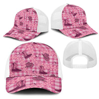 Pink Palaka Hawaii Cowboy Mesh Trucker Cap Puakenikeni Lei Paniolo Papale Seamless Vibes - Polynesian Pride