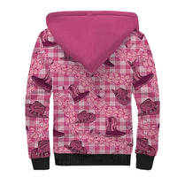 Pink Palaka Hawaii Cowboy Sherpa Hoodie Puakenikeni Lei Paniolo Papale Seamless Vibes LT14 - Polynesian Pride