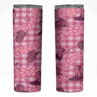 Pink Palaka Hawaii Cowboy Skinny Tumbler Puakenikeni Lei Paniolo Papale Seamless Vibes LT14 Pink - Polynesian Pride