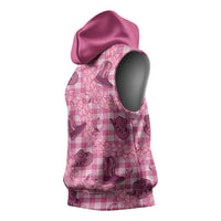 Pink Palaka Hawaii Cowboy Sleeveless Hoodie Puakenikeni Lei Paniolo Papale Seamless Vibes LT14 - Polynesian Pride