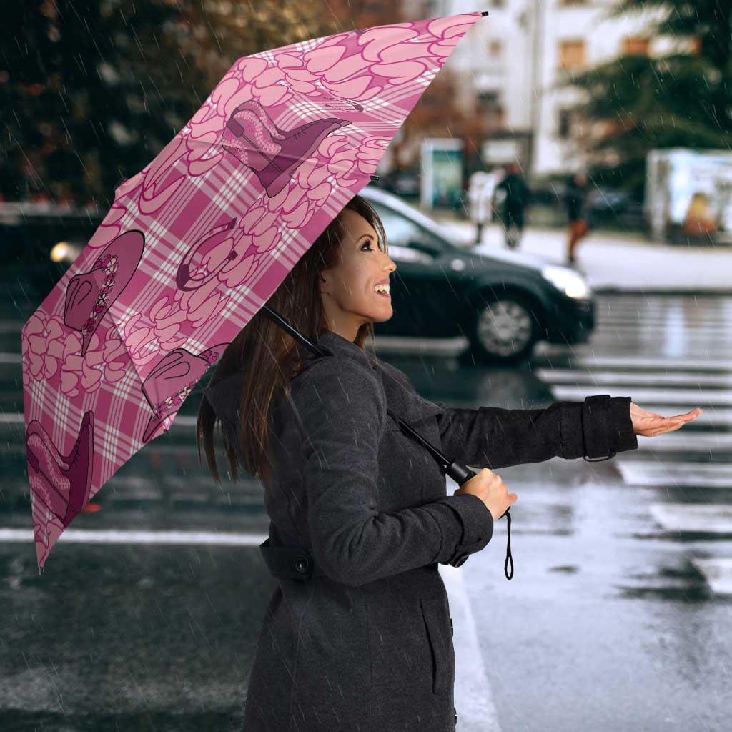 Pink Palaka Hawaii Cowboy Umbrella Puakenikeni Lei Paniolo Papale Seamless Vibes - Polynesian Pride