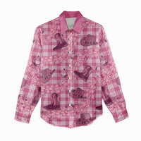 Pink Palaka Hawaii Cowboy Women Casual Shirt Puakenikeni Lei Paniolo Papale Seamless Vibes LT14 - Polynesian Pride