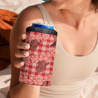 Red Palaka Hawaii Cowboy 4 in 1 Can Cooler Tumbler Puakenikeni Lei Paniolo Papale Seamless Vibes LT14 - Polynesian Pride