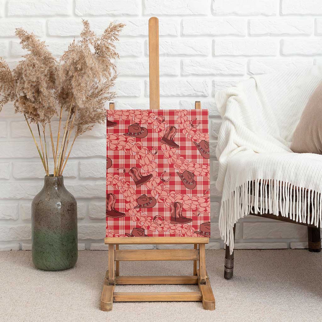 Red Palaka Hawaii Cowboy Canvas Wall Art Puakenikeni Lei Paniolo Papale Seamless Vibes - Polynesian Pride