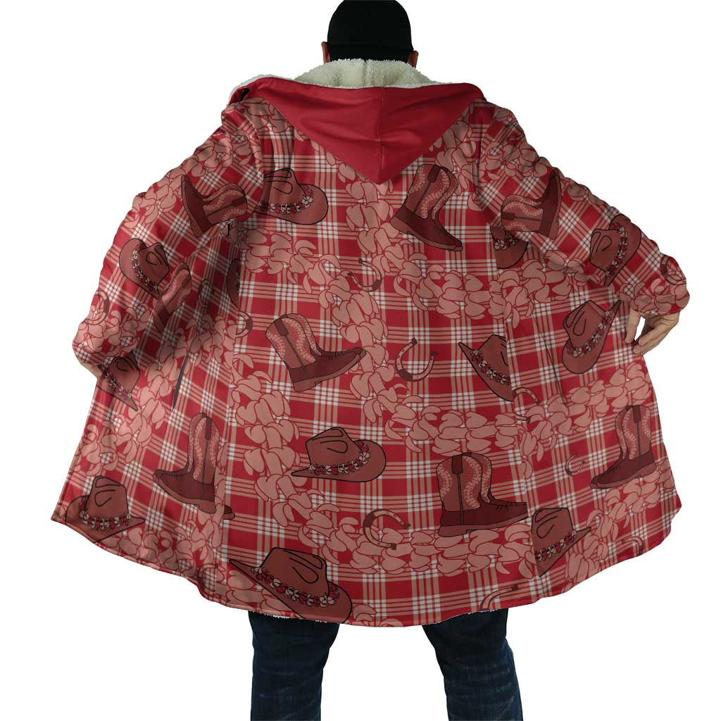 Red Palaka Hawaii Cowboy Cloak Puakenikeni Lei Paniolo Papale Seamless Vibes - Polynesian Pride