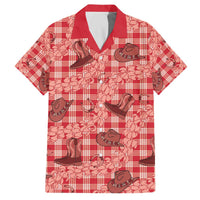 Red Palaka Hawaii Cowboy Family Matching Off The Shoulder Long Sleeve Dress and Hawaiian Shirt Puakenikeni Lei Paniolo Papale Seamless Vibes LT14 Dad's Shirt - Short Sleeve Red - Polynesian Pride