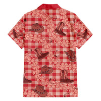 Red Palaka Hawaii Cowboy Family Matching Puletasi and Hawaiian Shirt Puakenikeni Lei Paniolo Papale Seamless Vibes LT14 - Polynesian Pride