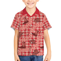 Red Palaka Hawaii Cowboy Hawaiian Shirt Puakenikeni Lei Paniolo Papale Seamless Vibes - Polynesian Pride