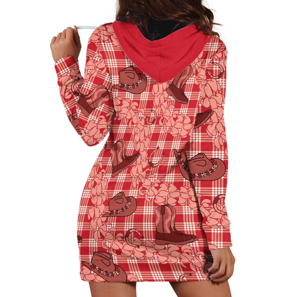 Red Palaka Hawaii Cowboy Hoodie Dress Puakenikeni Lei Paniolo Papale Seamless Vibes LT14 - Polynesian Pride