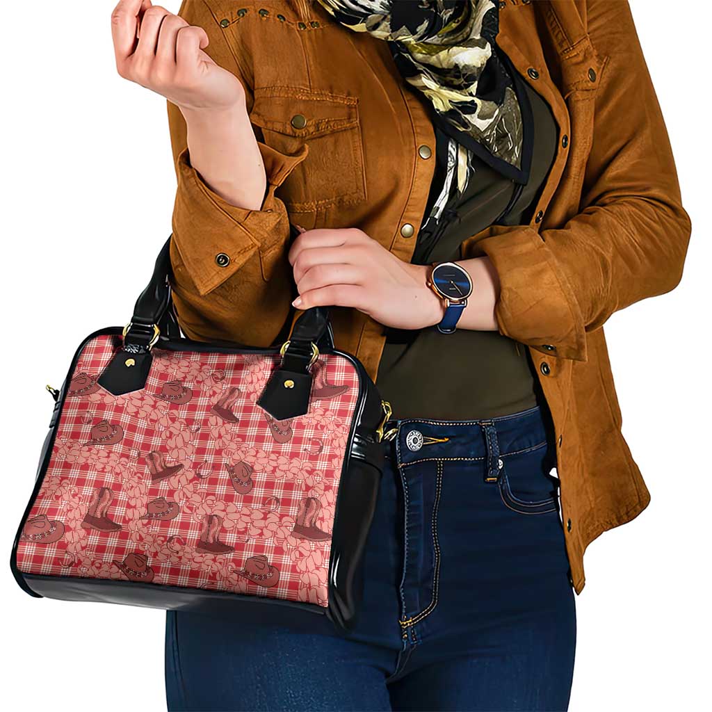 Red Palaka Hawaii Cowboy Shoulder Handbag Puakenikeni Lei Paniolo Papale Seamless Vibes - Polynesian Pride