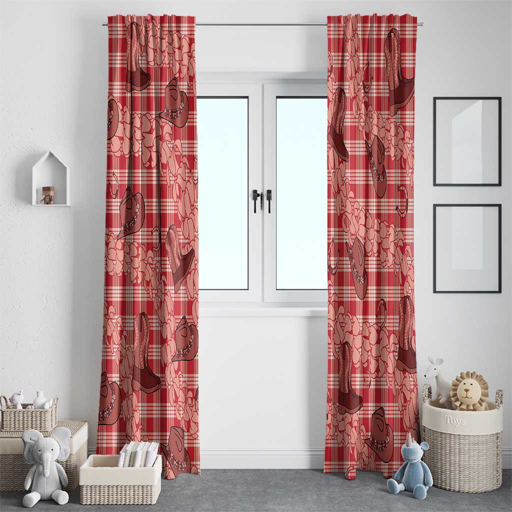 Red Palaka Hawaii Cowboy Window Curtain Puakenikeni Lei Paniolo Papale Seamless Vibes - Polynesian Pride