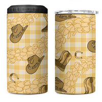 Yellow Palaka Hawaii Cowboy 4 in 1 Can Cooler Tumbler Puakenikeni Lei Paniolo Papale Seamless Vibes LT14 One Size: 16 oz Yellow - Polynesian Pride
