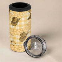 Yellow Palaka Hawaii Cowboy 4 in 1 Can Cooler Tumbler Puakenikeni Lei Paniolo Papale Seamless Vibes LT14 - Polynesian Pride