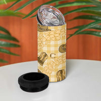 Yellow Palaka Hawaii Cowboy 4 in 1 Can Cooler Tumbler Puakenikeni Lei Paniolo Papale Seamless Vibes LT14 - Polynesian Pride