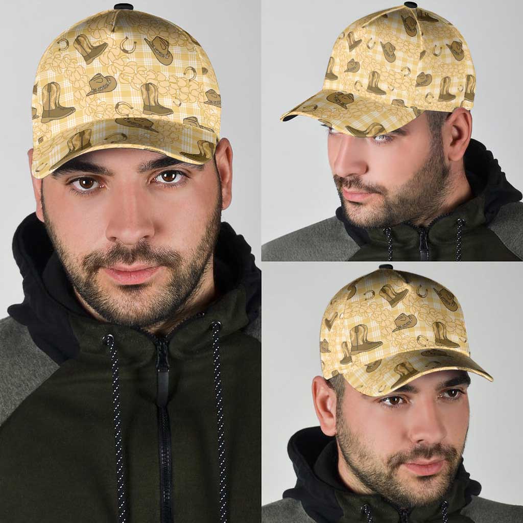 Yellow Palaka Hawaii Cowboy Classic Cap Puakenikeni Lei Paniolo Papale Seamless Vibes - Polynesian Pride