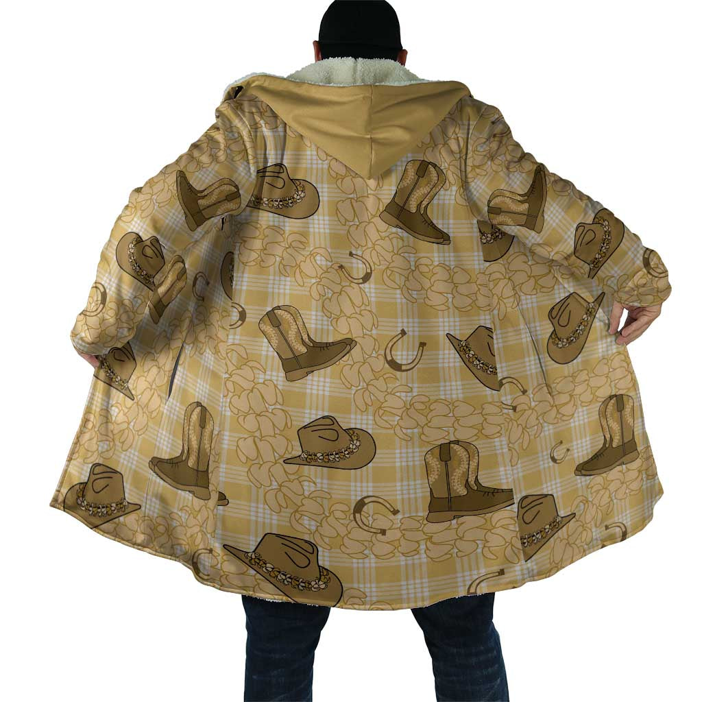 Yellow Palaka Hawaii Cowboy Cloak Puakenikeni Lei Paniolo Papale Seamless Vibes - Polynesian Pride