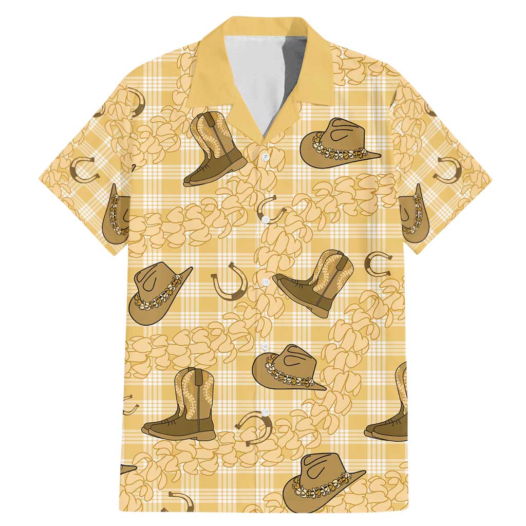 Yellow Palaka Hawaii Cowboy Family Matching Mermaid Dress and Hawaiian Shirt Puakenikeni Lei Paniolo Papale Seamless Vibes LT14 Dad's Shirt - Short Sleeve Yellow - Polynesian Pride