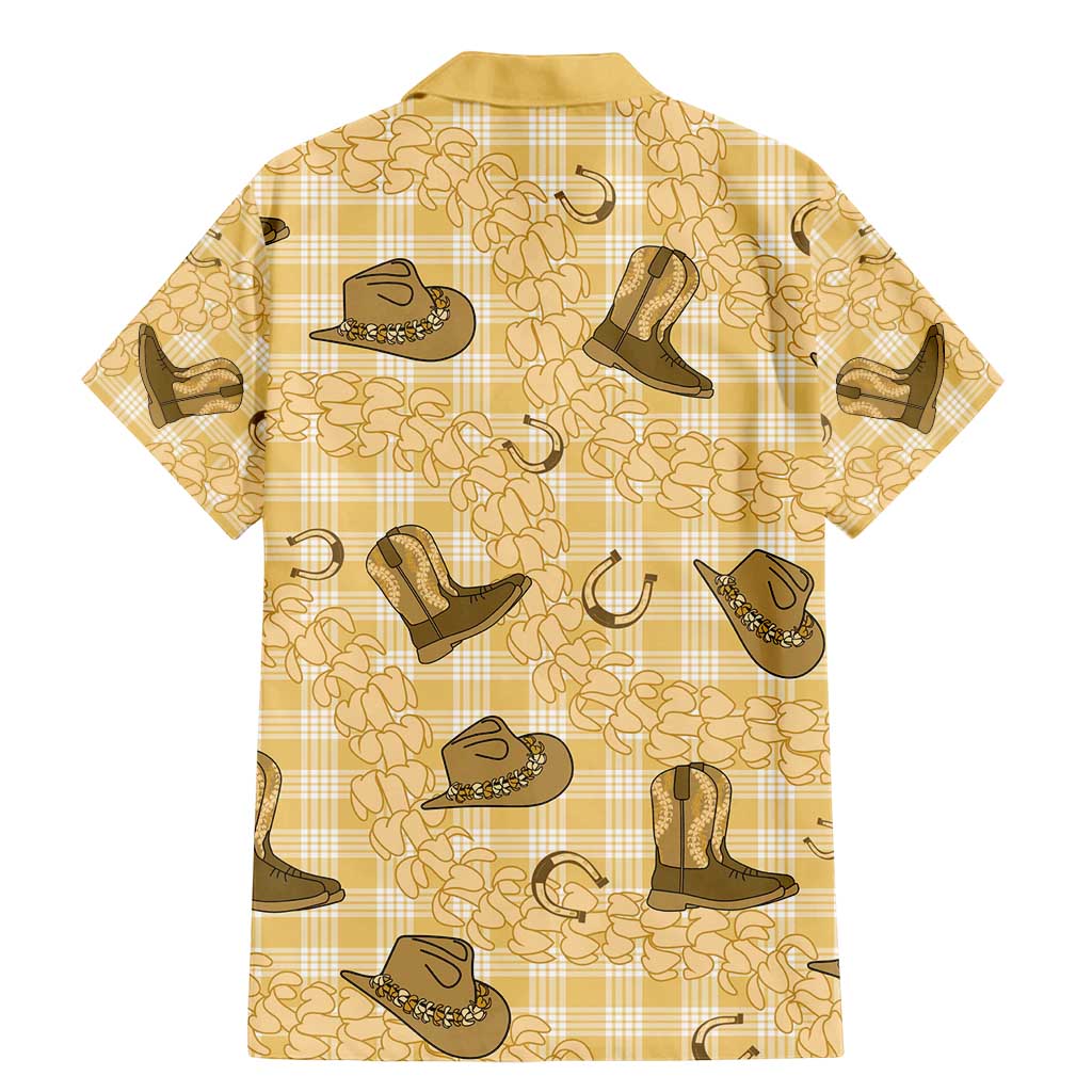 Yellow Palaka Hawaii Cowboy Family Matching Mermaid Dress and Hawaiian Shirt Puakenikeni Lei Paniolo Papale Seamless Vibes LT14 - Polynesian Pride