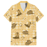Yellow Palaka Hawaii Cowboy Family Matching Off Shoulder Short Dress and Hawaiian Shirt Puakenikeni Lei Paniolo Papale Seamless Vibes LT14 Dad's Shirt - Short Sleeve Yellow - Polynesian Pride