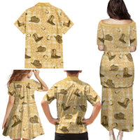 Yellow Palaka Hawaii Cowboy Family Matching Puletasi and Hawaiian Shirt Puakenikeni Lei Paniolo Papale Seamless Vibes LT14 - Polynesian Pride