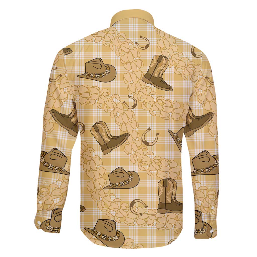 Yellow Palaka Hawaii Cowboy Family Matching Puletasi and Hawaiian Shirt Puakenikeni Lei Paniolo Papale Seamless Vibes LT14 - Polynesian Pride