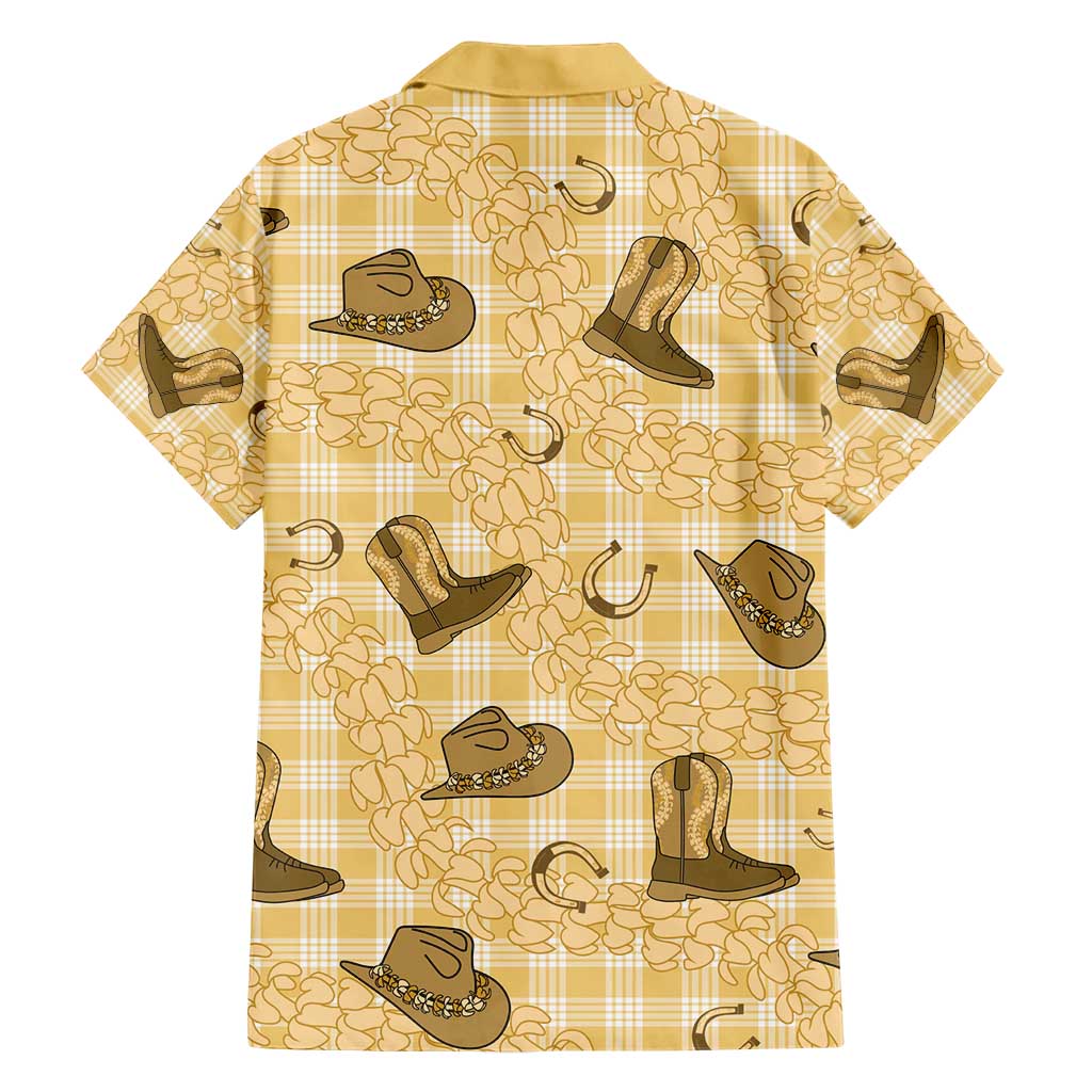 Yellow Palaka Hawaii Cowboy Family Matching Short Sleeve Bodycon Dress and Hawaiian Shirt Puakenikeni Lei Paniolo Papale Seamless Vibes LT14 - Polynesian Pride