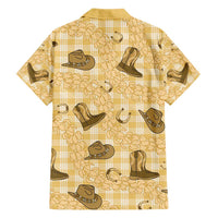 Yellow Palaka Hawaii Cowboy Family Matching Short Sleeve Bodycon Dress and Hawaiian Shirt Puakenikeni Lei Paniolo Papale Seamless Vibes LT14 - Polynesian Pride