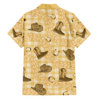 Yellow Palaka Hawaii Cowboy Family Matching Tank Maxi Dress and Hawaiian Shirt Puakenikeni Lei Paniolo Papale Seamless Vibes LT14 - Polynesian Pride