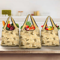 Yellow Palaka Hawaii Cowboy Grocery Bag Puakenikeni Lei Paniolo Papale Seamless Vibes - Polynesian Pride
