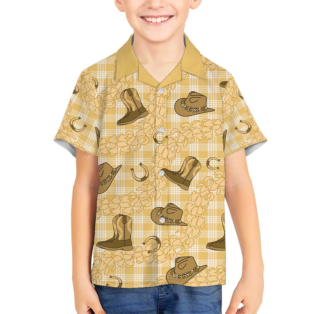 Yellow Palaka Hawaii Cowboy Hawaiian Shirt Puakenikeni Lei Paniolo Papale Seamless Vibes - Polynesian Pride