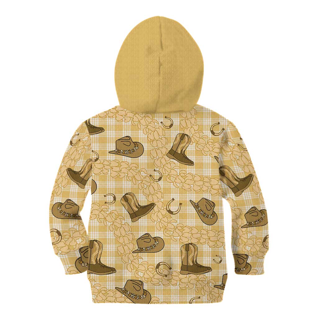 Yellow Palaka Hawaii Cowboy Kid Hoodie Puakenikeni Lei Paniolo Papale Seamless Vibes LT14 - Polynesian Pride