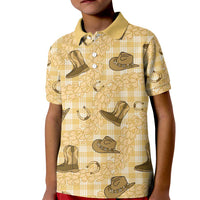 Yellow Palaka Hawaii Cowboy Kid Polo Shirt Puakenikeni Lei Paniolo Papale Seamless Vibes LT14 Kid Yellow - Polynesian Pride