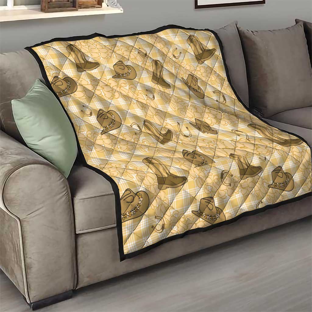 Yellow Palaka Hawaii Cowboy Quilt Puakenikeni Lei Paniolo Papale Seamless Vibes - Polynesian Pride