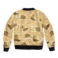 Yellow Palaka Hawaii Cowboy Sleeve Zip Bomber Jacket Puakenikeni Lei Paniolo Papale Seamless Vibes - Polynesian Pride