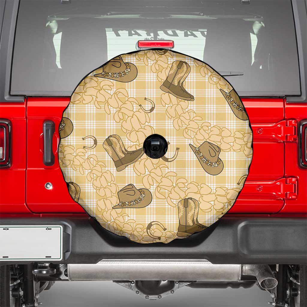 Yellow Palaka Hawaii Cowboy Spare Tire Cover Puakenikeni Lei Paniolo Papale Seamless Vibes LT14 - Polynesian Pride