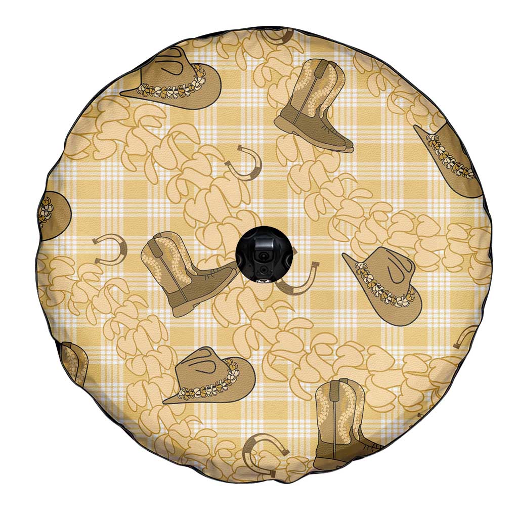 Yellow Palaka Hawaii Cowboy Spare Tire Cover Puakenikeni Lei Paniolo Papale Seamless Vibes LT14 - Polynesian Pride