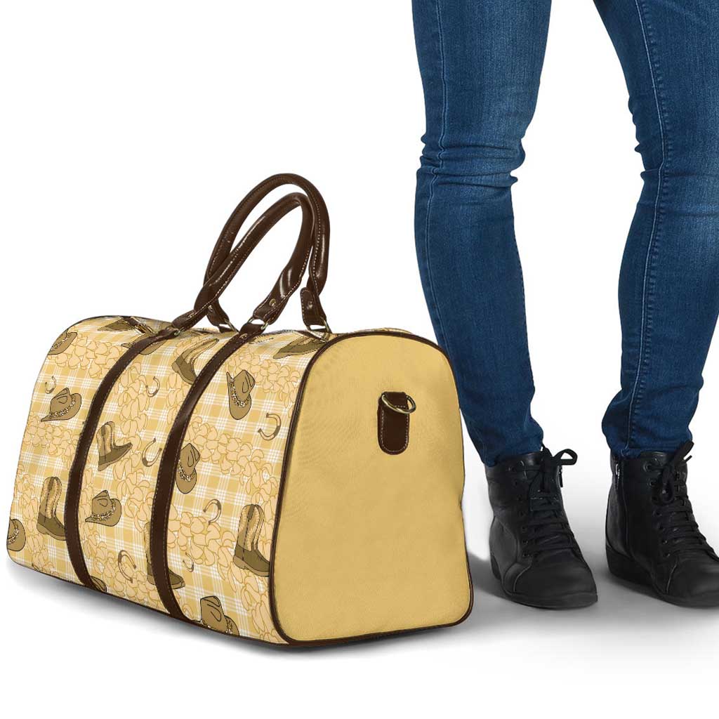Yellow Palaka Hawaii Cowboy Travel Bag Puakenikeni Lei Paniolo Papale Seamless Vibes - Polynesian Pride