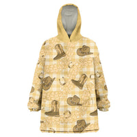 Yellow Palaka Hawaii Cowboy Wearable Blanket Hoodie Puakenikeni Lei Paniolo Papale Seamless Vibes LT14 One Size Yellow - Polynesian Pride