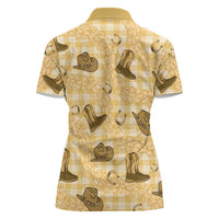 Yellow Palaka Hawaii Cowboy Women Polo Shirt Puakenikeni Lei Paniolo Papale Seamless Vibes LT14 - Polynesian Pride