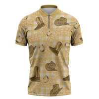 Yellow Palaka Hawaii Cowboy Zipper Polo Shirt Puakenikeni Lei Paniolo Papale Seamless Vibes LT14 Yellow - Polynesian Pride