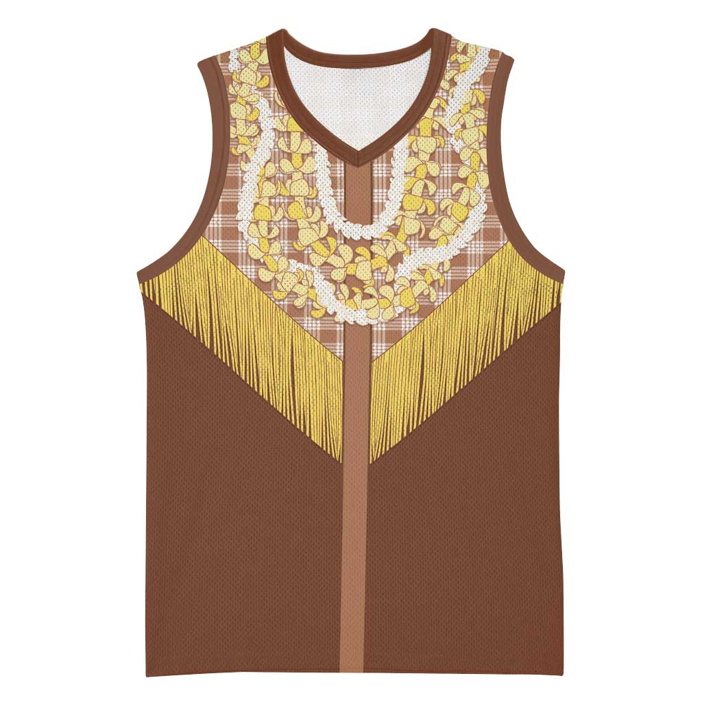 Aloha Hawaii Cowboy Custome Basketball Jersey Puakenikeni Lei Palaka Tassel Style LT14 Unisex Brown - Polynesian Pride