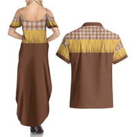 Aloha Hawaii Cowboy Custome Couples Matching Summer Maxi Dress and Hawaiian Shirt Puakenikeni Lei Palaka Tassel Style LT14 - Polynesian Pride