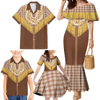 Aloha Hawaii Cowboy Custome Family Matching Mermaid Dress and Hawaiian Shirt Puakenikeni Lei Palaka Tassel Style LT14 - Polynesian Pride