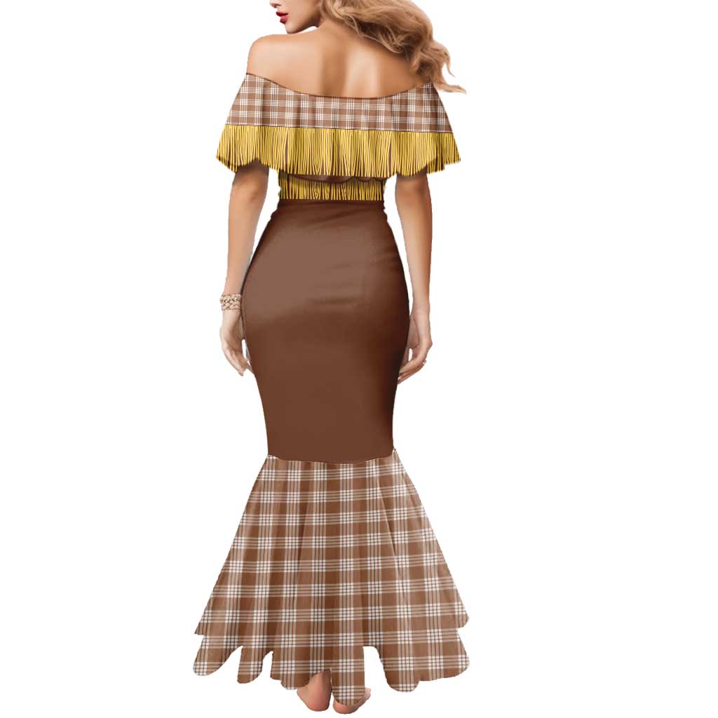 Aloha Hawaii Cowboy Custome Family Matching Mermaid Dress and Hawaiian Shirt Puakenikeni Lei Palaka Tassel Style LT14 - Polynesian Pride