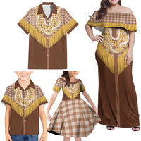 Aloha Hawaii Cowboy Custome Family Matching Off Shoulder Maxi Dress and Hawaiian Shirt Puakenikeni Lei Palaka Tassel Style LT14 - Polynesian Pride