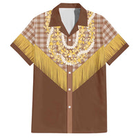 Aloha Hawaii Cowboy Custome Family Matching Short Sleeve Bodycon Dress and Hawaiian Shirt Puakenikeni Lei Palaka Tassel Style LT14 Dad's Shirt - Short Sleeve Brown - Polynesian Pride