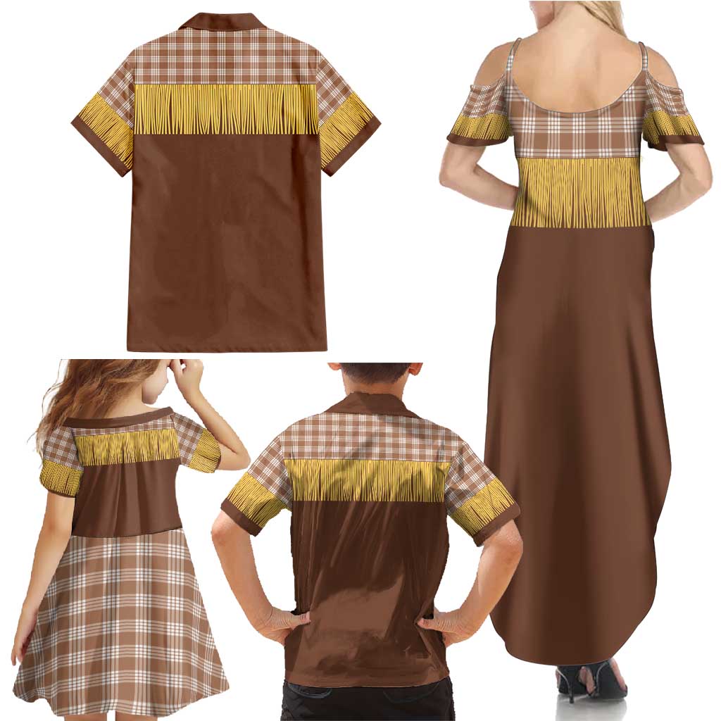 Aloha Hawaii Cowboy Custome Family Matching Summer Maxi Dress and Hawaiian Shirt Puakenikeni Lei Palaka Tassel Style LT14 - Polynesian Pride