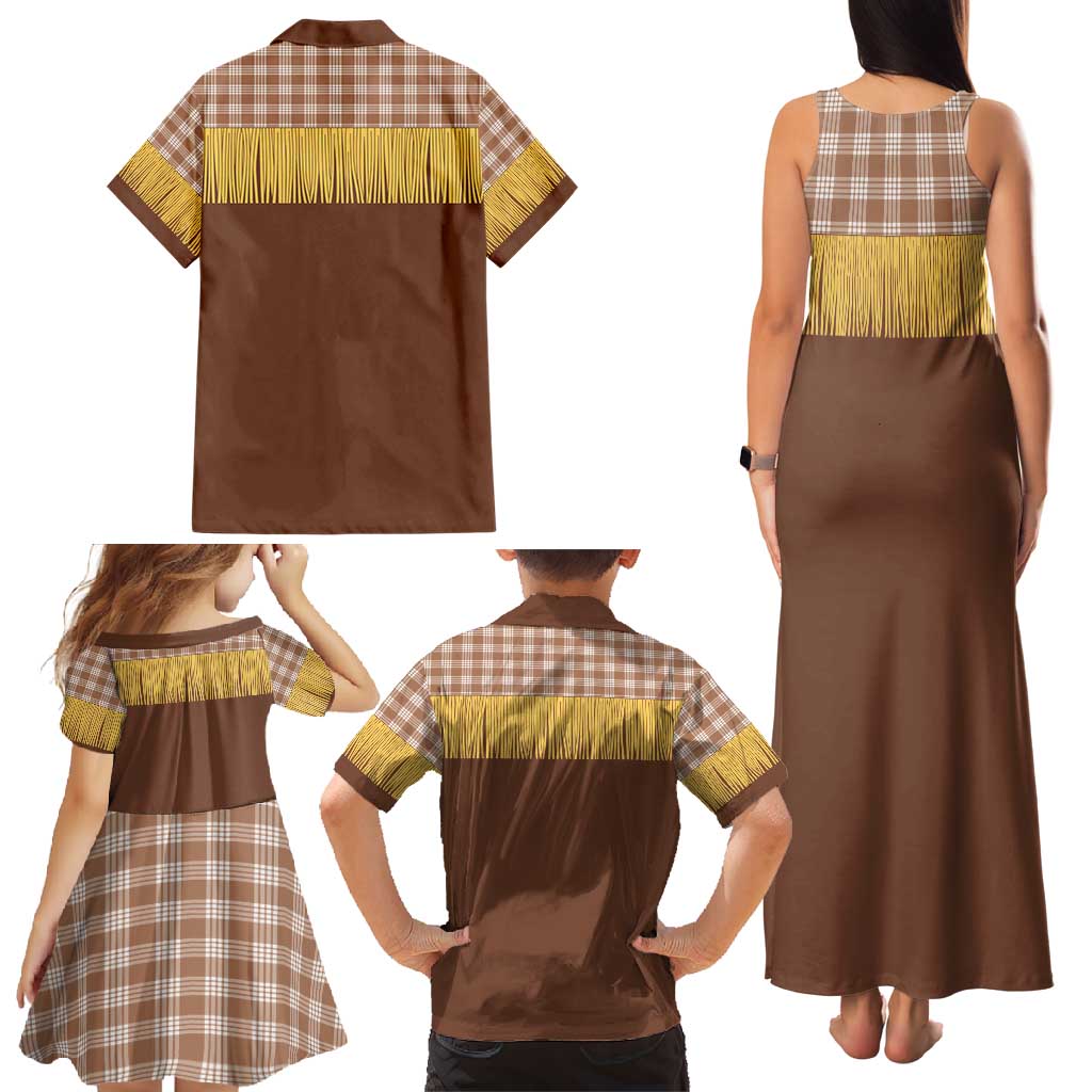 Aloha Hawaii Cowboy Custome Family Matching Tank Maxi Dress and Hawaiian Shirt Puakenikeni Lei Palaka Tassel Style LT14 - Polynesian Pride